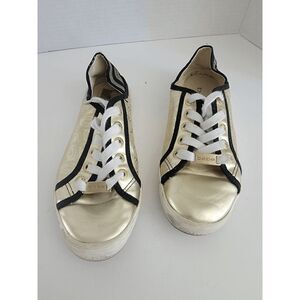 Bebe Sport Dacia Women's Gold Black Low Top Tennis Lace-Up Sneakers Size 7